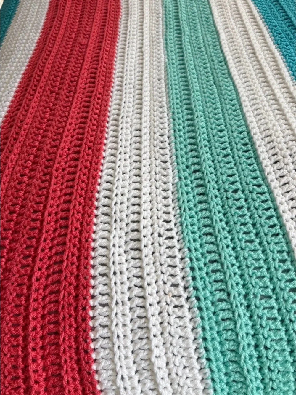 Striped Crochet Fringe Throw Blanket - Bold Summer Stripes